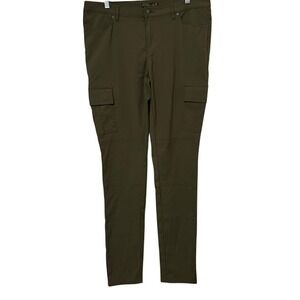 prAna Green Meme Skinny Cargo Stretch Nylon Outdoor Hiking Pants Womens 14 Long